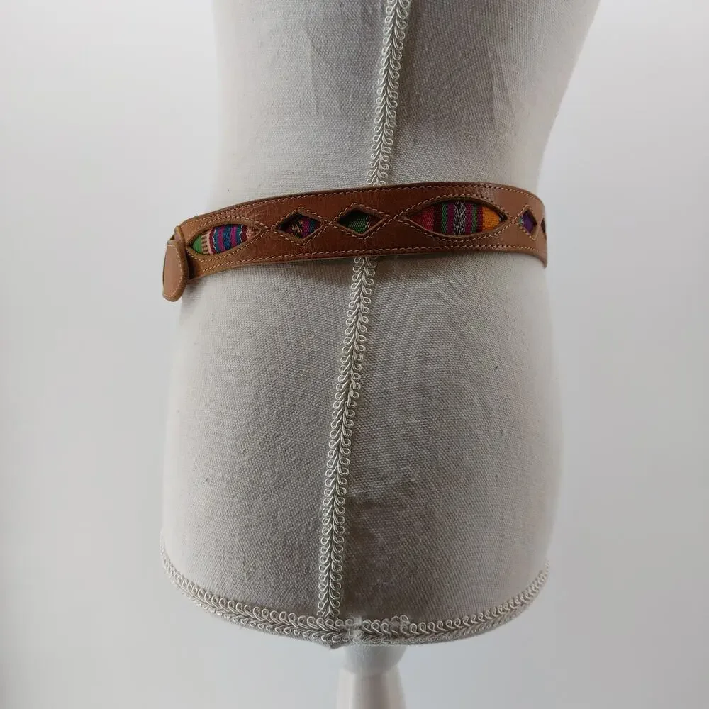 Women's Hand Woven Guatemalan Leather Belt Size Medium